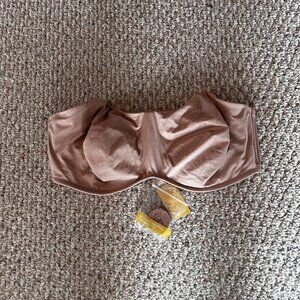 Delimira Women's Underwire Strapless Bra 46DD Oatmeal NWT Removable Straps